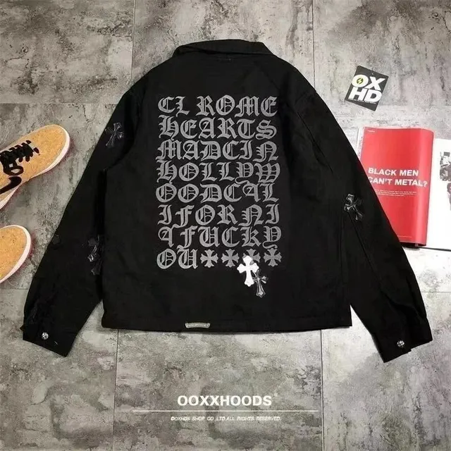 Chrome Hearts Coach Jacket Gothic Script Cross Print