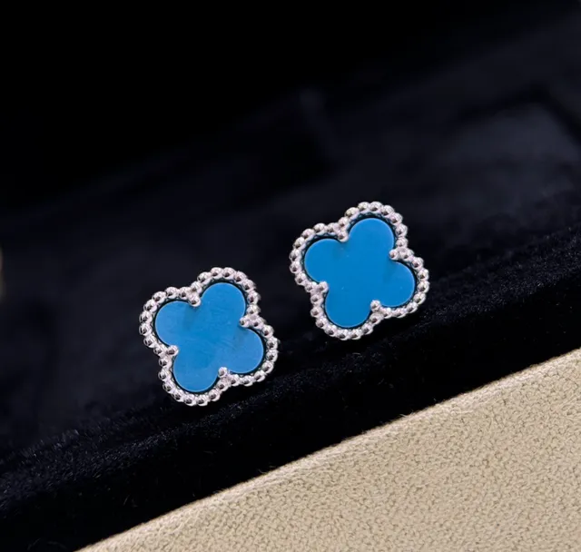 Van Cleef & Arpels Alhambra Stud Earrings Turquoise