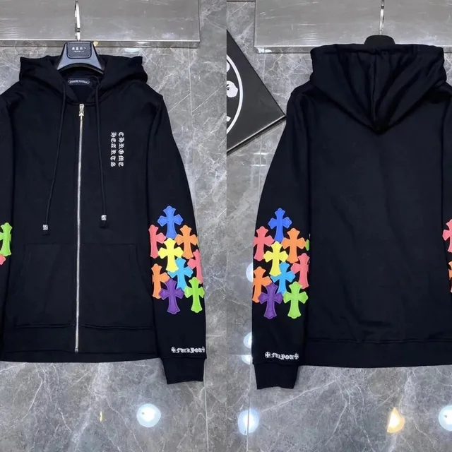 Chrome Hearts Zip-Up Hoodie Rainbow Cross Sleeve
