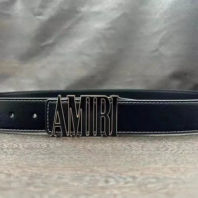 Amiri Logo Belt Black with Silver Logo