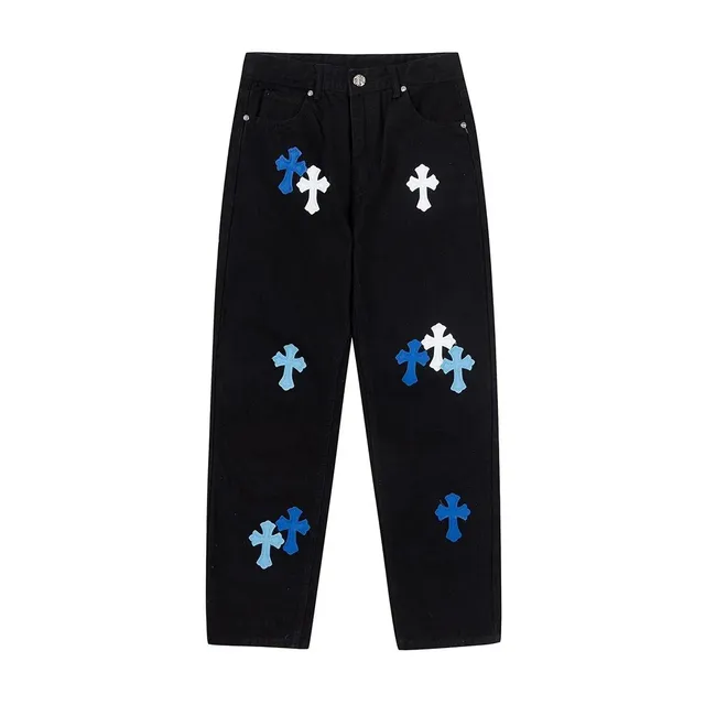 Chrome Hearts Cross Patch Jeans Multi Cross Embroidery