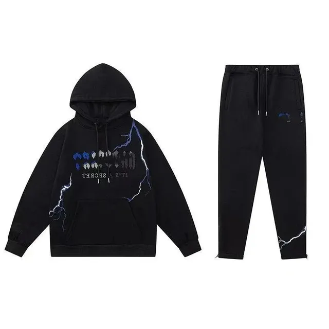 Corteiz Hoodie and Joggers Set Lightning Bolt Print