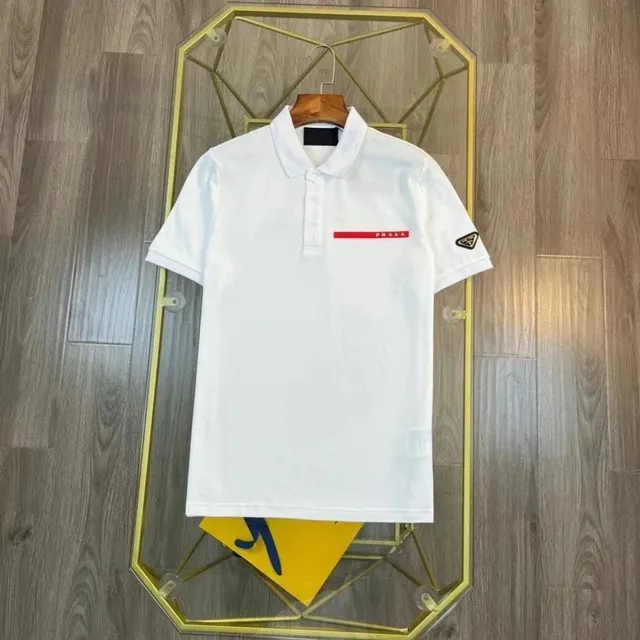 Prada Polo Shirt Red Logo Bar