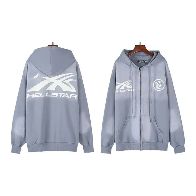 Hellstar Zip-Up Hoodie Logo Print