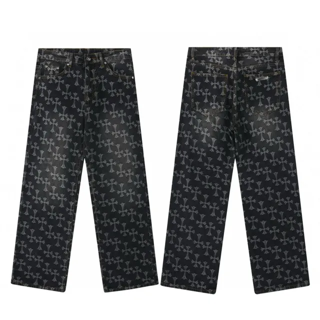Chrome Hearts Cross Print Jeans All-Over Cross Logo