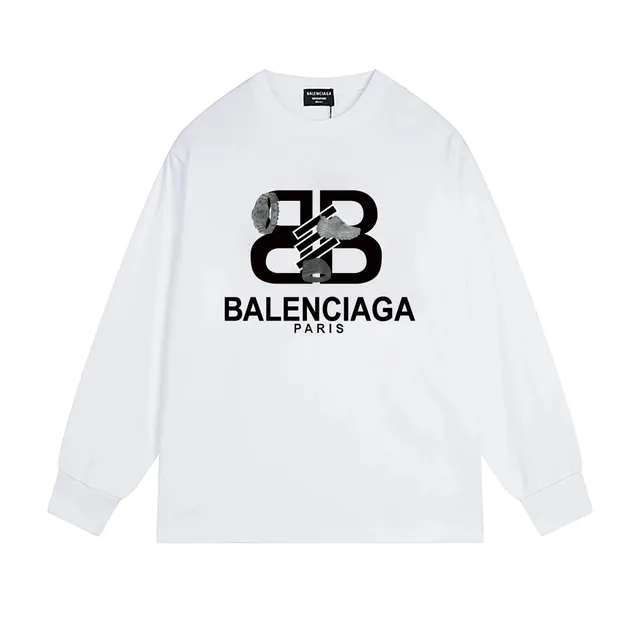 Balenciaga Long-Sleeve Tee BB Logo Print