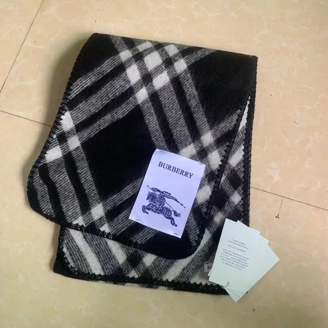 Burberry Classic Check Scarf Black and White Check