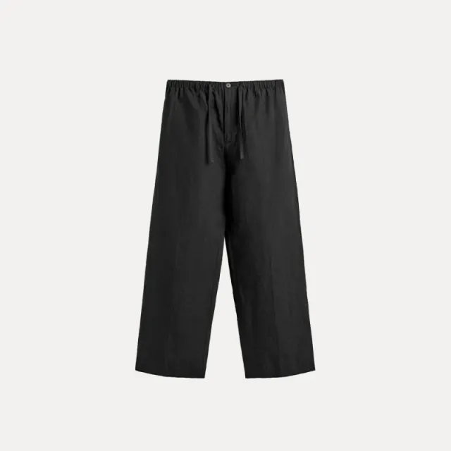Wide-Leg Cropped Trousers Elastic Waist