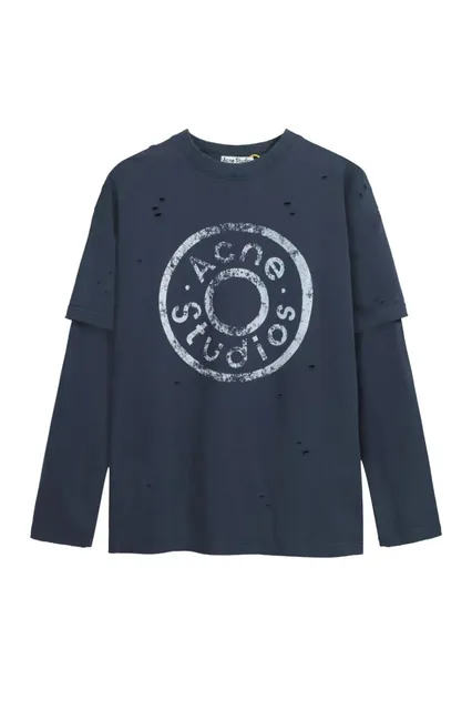 Acne Studios Logo Long-Sleeve Tee Distressed