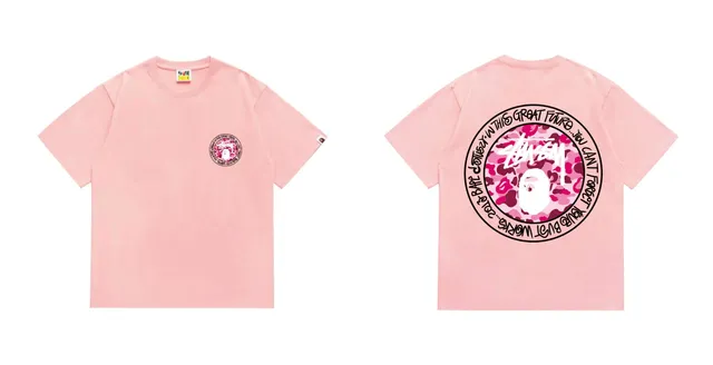 BAPE × Stüssy Short-Sleeve T-Shirt Pink Camo Graphic