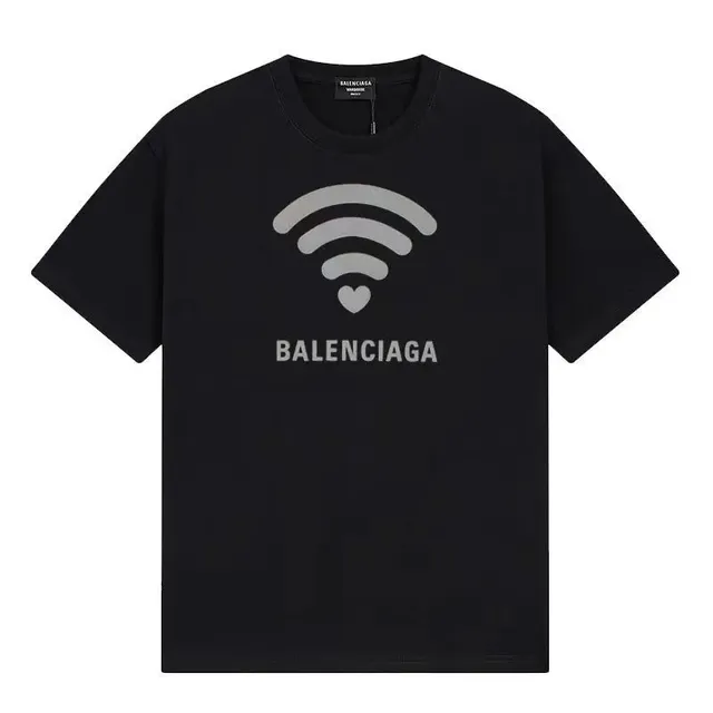 Balenciaga WiFi Logo Tee Silver Print