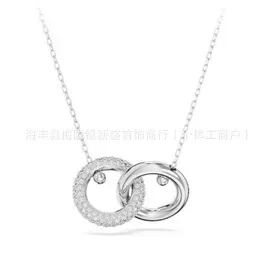 White gold double buckle diamond necklace