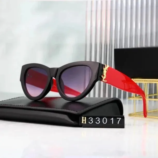 Saint Laurent Cat-Eye Sunglasses Black Frame Red Temples