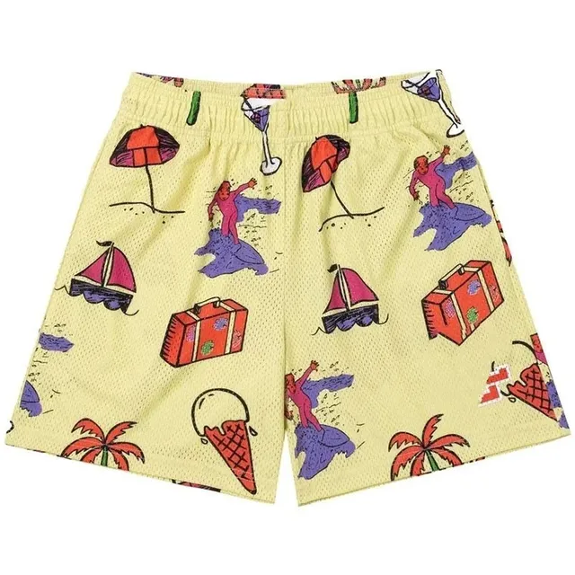 Printed Mesh Shorts Vacation Print