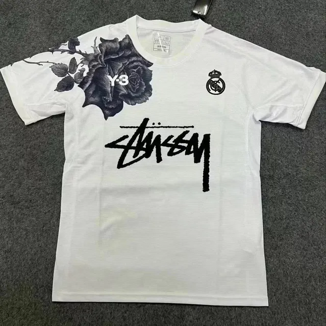Y-3 × Stüssy × Real Madrid Graphic Tee Rose Print
