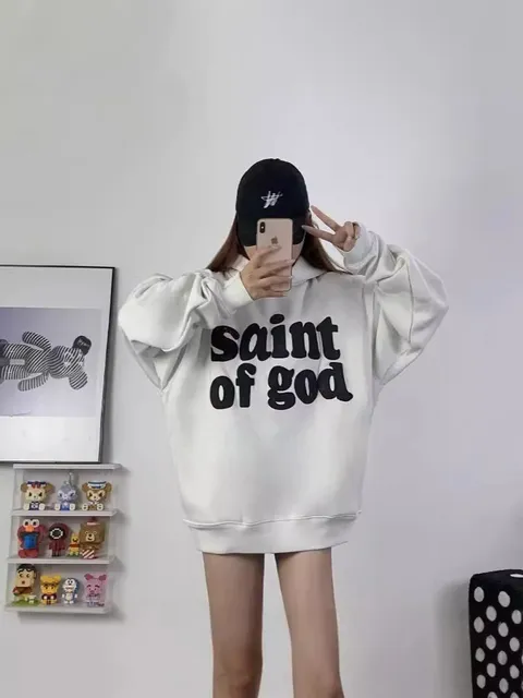 Saint Laurent Oversized Hoodie Saint of God Print