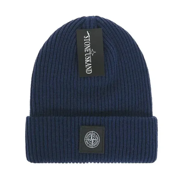 Stone Island Ribbed Beanie Compass Logo Patch
