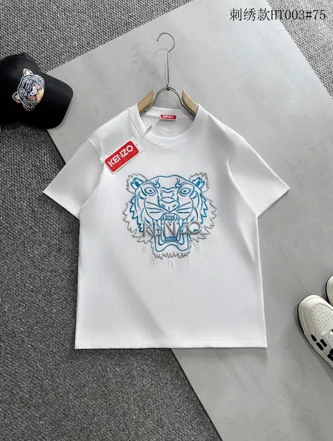 Kenzo Tiger Embroidered Tee Blue Embroidery