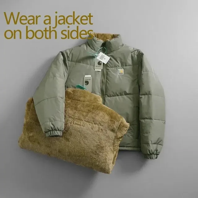Carhartt Reversible Puffer Jacket Olive / Tan Fleece
