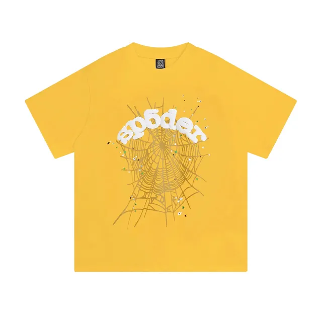 Sp5der Spider Web Graphic Tee Spider Logo with Glitter Stars