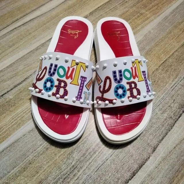 Christian Louboutin Loubi Slide Colorful Logo