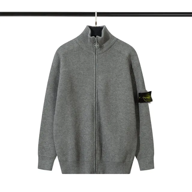 Stone Island Zip-Up Knit Sweater Ribbed Construction