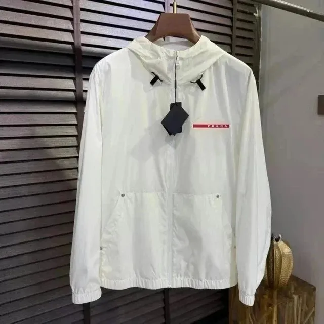 Prada Hooded Windbreaker Logo Patch
