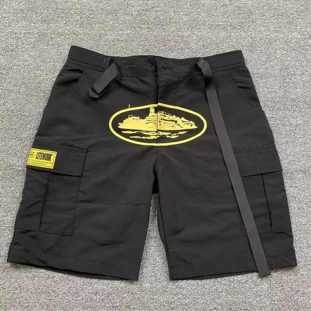 Corteiz Cargo Shorts Yellow Logo