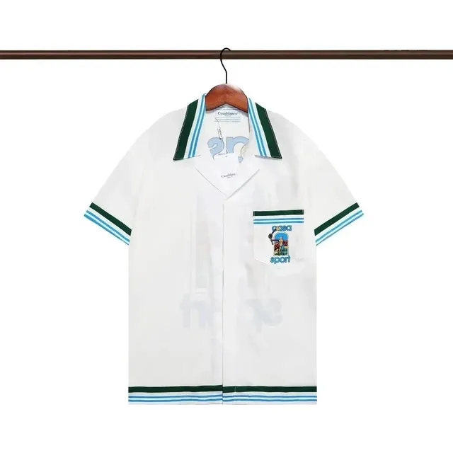 Casablanca Tennis Club Shirt White with Green and Blue Trim
