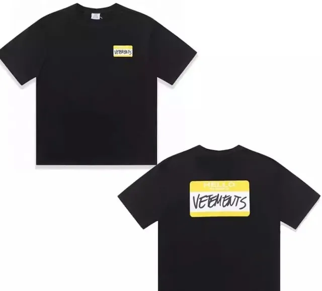 Vetements Hello Name Tag T-Shirt Yellow Label