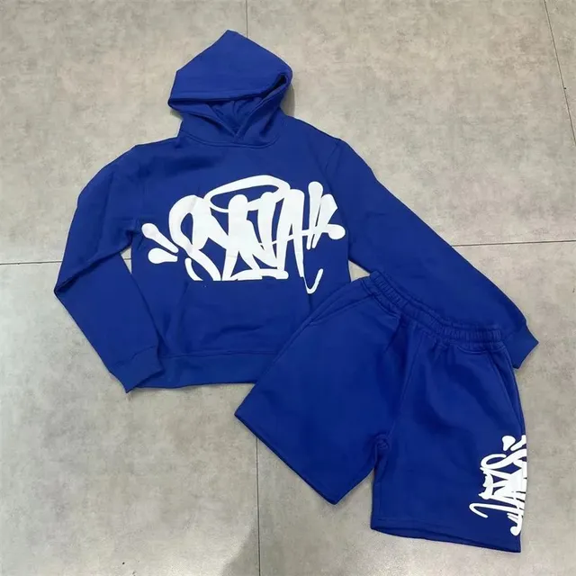 Hoodie and Shorts Set Graffiti Print