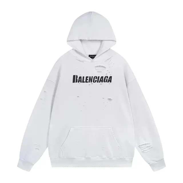 Balenciaga Distressed Hoodie Black Logo