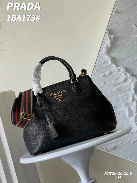 Prada Handbag Saffiano Leather with Web Strap
