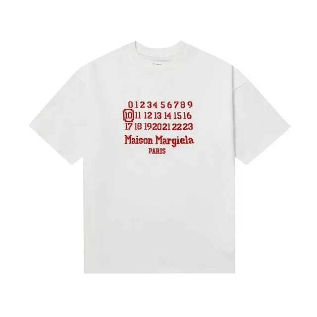 Maison Margiela Numbered Logo Tee White with Red Numeric Print