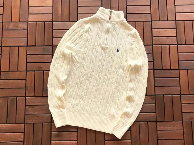 Polo Ralph Lauren Cable Knit Half-Zip Sweater Ivory