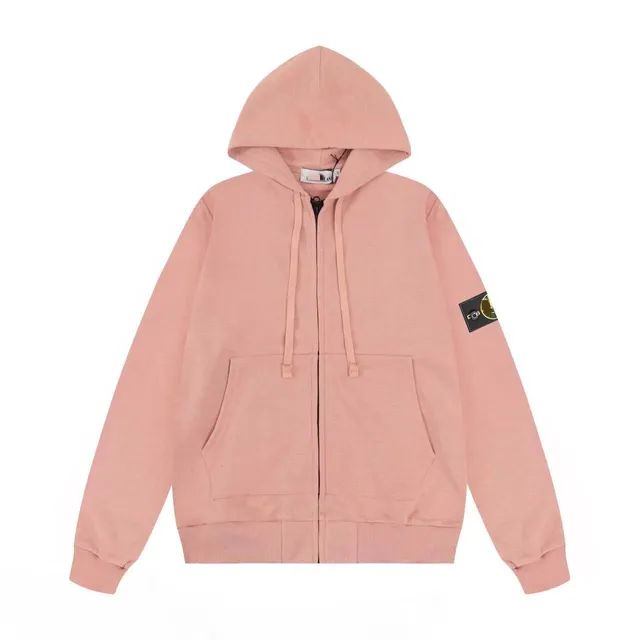 Stone Island Zip-Up Hoodie Solid Pink