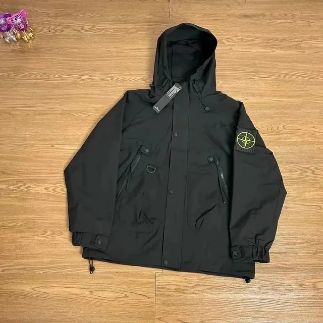 Stone Island Goggle Jacket Black with Yellow Compass Logo