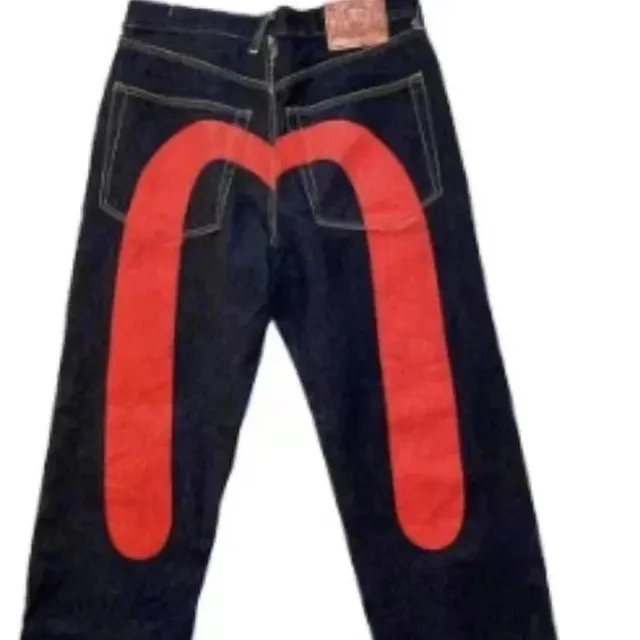 Evisu Raw Denim Jeans Large M Logo