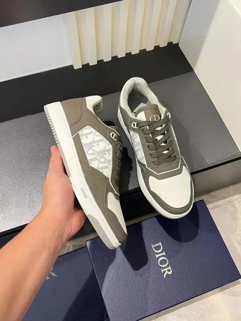 Dior B23 Low Olive Grey and White