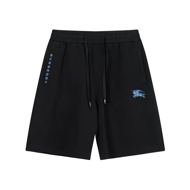 Burberry Equestrian Knight Shorts Black with Light Blue Logo