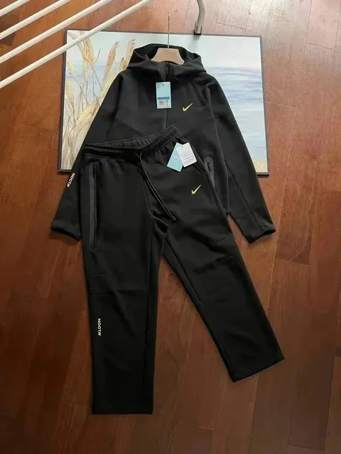 Nike × NOCTA Tech Fleece Hoodie and Joggers Black with Gold Swoosh