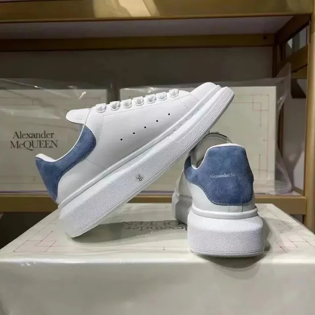 Alexander McQueen Oversized Sneaker White and Blue Suede