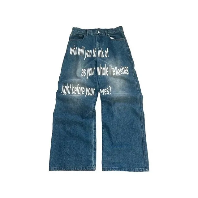 Denim Tears Wide-Leg Jeans Life Flashes Print