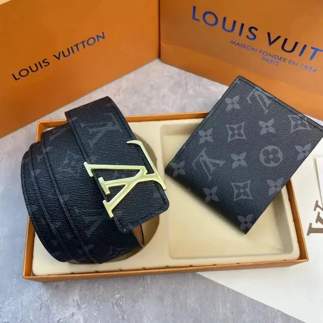 Louis Vuitton LV Belt and Card Holder Set Monogram Eclipse