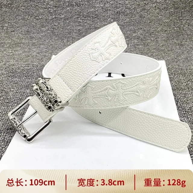 【白底滚轮108cm】白色十字架腰带