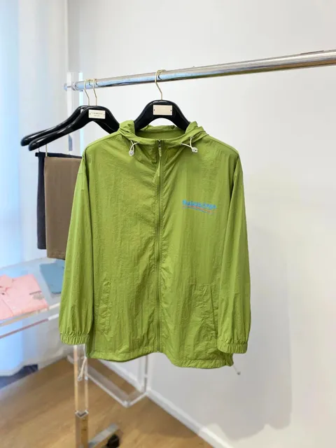 Balenciaga Hooded Windbreaker Logo Print