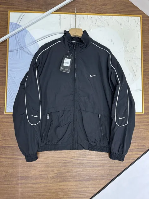 Nike Windrunner Jacket Black with White Piping