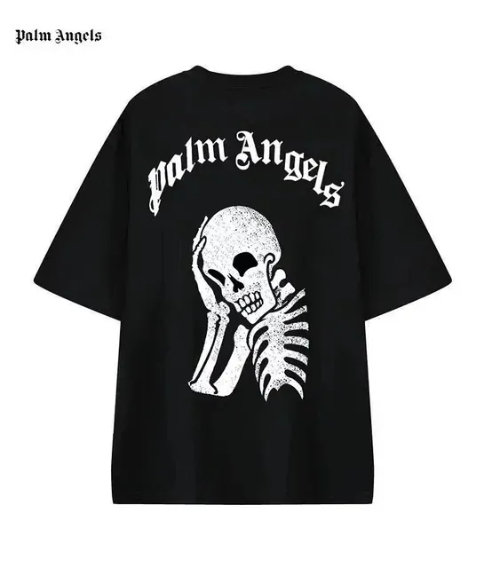 Palm Angels Skull Graphic Tee Distressed Skull Print