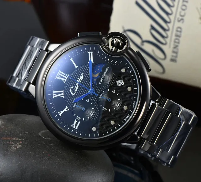 Cartier Santos Chronograph Blue Dial with Moon Phase