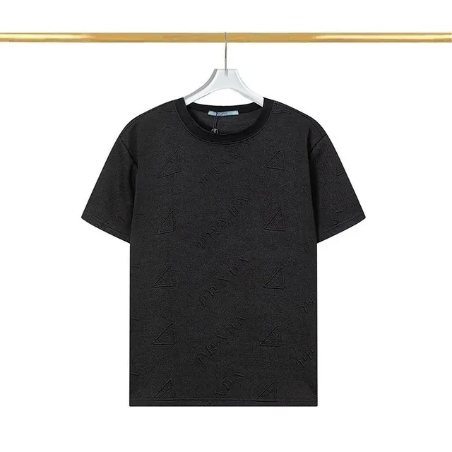 Prada Logo-Embossed T-Shirt All-Over Triangle Logo